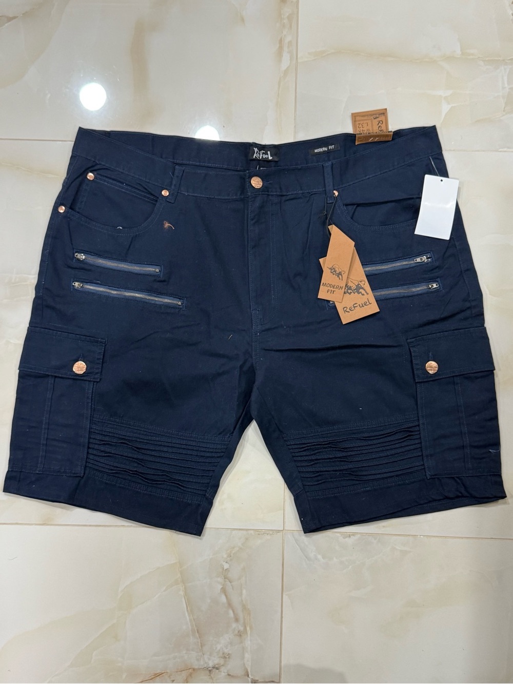 Men’s Black Cargo Shorts with Zip Pockets